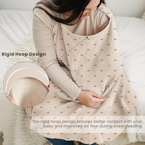 Konssy Muslin Nursing Cover Up for Breastfeeding with Rigid Hoop - color: Sun