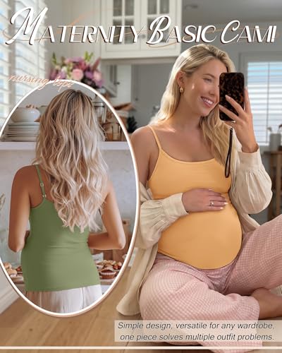 3 Pack Womens Maternity Nursing Camisoles - color: Yellow, Green, Cream, size: XX-Large