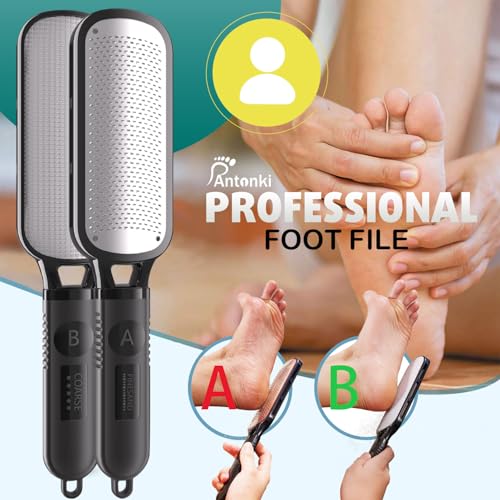 Antonki 2-in-1 Foot File Scrubber Feet Rasp for Dead Skin, Callus, Corn