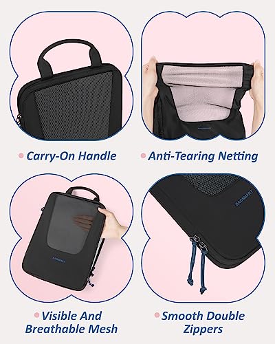 Bagsmart Compression Packing Cubes, Travel Bag Cruise Ship Essentials - color: Power Black, size: 6 Set