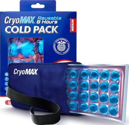Cryo-Max Cold Pack, 8 Hour Reusable Cold Therapy Ice Pack for Elbows, Knees, Neck + More, Medium, 6" x 12" (1 Count) - size: 1 Count (Pack of 1), style: Medium