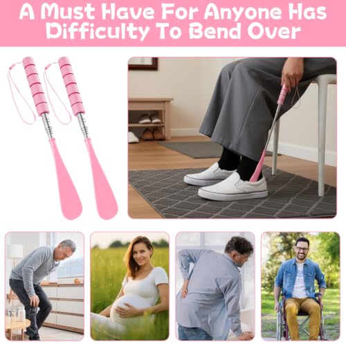 Amaxiu 2 Pcs Shoe Horn Long Handle Retractable, Stainless Steel Shoehorn