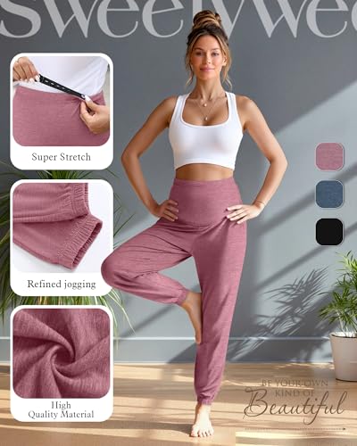 3 Pack Women's Maternity Jogger Pregnancy Sweatpants - color: Pink,blue,black, size: X-Large