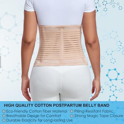 Postpartum & Post Surgery Abdominal Binder. Postpartum Belly Band - color: Beige-M