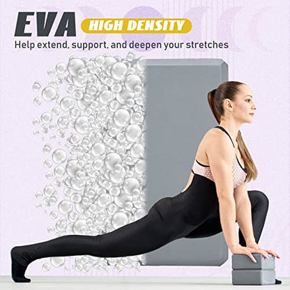 Wettarn 6 Pack EVA Yoga Blocks Bulk, Non Slip Pilates Brick - color: Gray