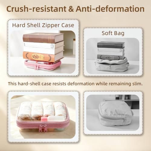 3-PCS Medium Clear Hard Shell Zipper Pouches, Clear Zipper Bags (3M, Pink) - color: Pink, size: 3M