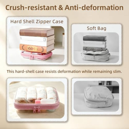 3-PCS Medium Clear Hard Shell Zipper Pouches, Clear Zipper Bags (3M, Pink) - color: Pink, size: 3M