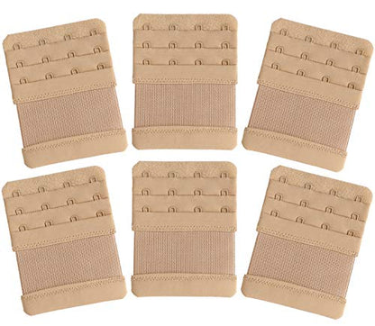 Women's Bra Extenders 4 Hook / 3 Hook / 5 Hook / 2 Hook Soft Comfortable Stretchy Bra Extension Strap - color: 6 Pieces Nude, 4 Hook