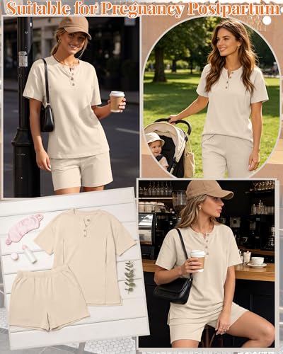 Maternity Nursing Pajama Set - color: Apricot, size: Small