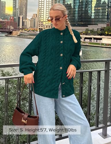 ZESICA Women's Oversized Chunky Knit Cardigan Sweaters Fall Fashion - color: Darkgreen, size: Medium