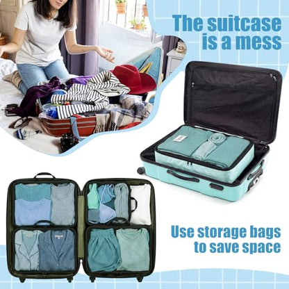 7 Pcs Packing Cubes for Travel Days of Week, Blue, M - color: Blue, size: M