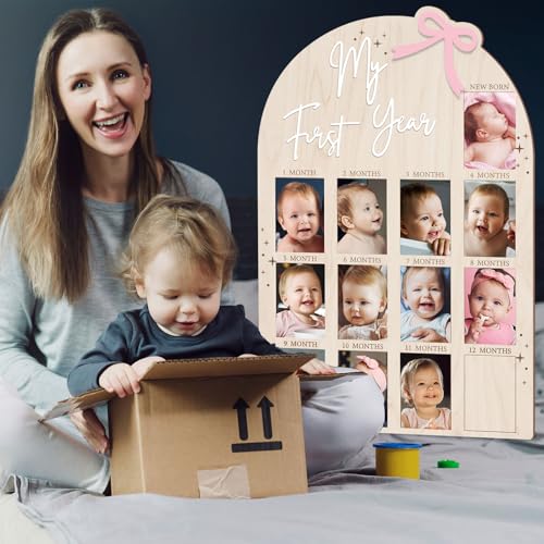 Bosctanuc Large My First Year Pink Bow Picture Frame for 33 x 22 Inch - style: Pink Bow