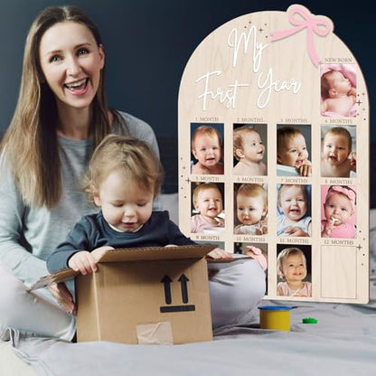Bosctanuc Large My First Year Pink Bow Picture Frame for 33 x 22 Inch - style: Pink Bow