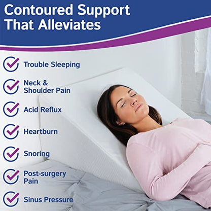 Ebung Body Positioner - Premium Memory Foam Wedge Pillow for Sleeping, Sitting, Snoring, Heartburn Relief, Pregnancy, TV, Reading, Backrest, Leg Rest - size: Large: 12"