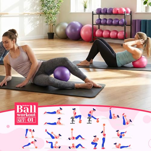 Teyva 40 Pcs Small Pilates Ball Bulk 9 Inch Mini Yoga Balls - color: Pink, Purple