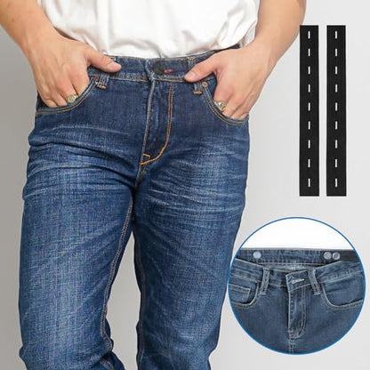 QFGasre Adjustable Elastic Jean Waist Tightener,10 Pcs Pants Adjuster,Black