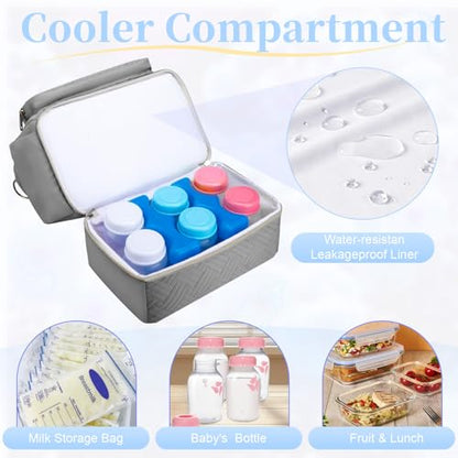 Wearable Breast Pump Bag with Cooler Compartment & Ice Pack & Mat - color: Grey