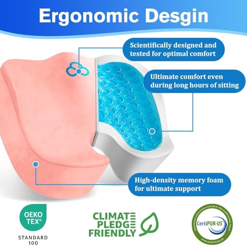 CushyOasis Seat Cushion, Office Chair Cushions, 5.28 in Thick (Pink) - color: Pink, size: X-Large