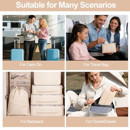 8 Set Packing Cubes for Travel, Suitcase Organizer Bags for Luggage (Cream) - color: Cream