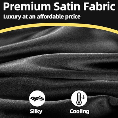 BALAPET Silky Satin Pregnancy Pillow Cover (ONLY Pillowcase), C Shaped Large Luxurious Smooth Maternity Pillow Cover with Hidden Zip, Soft & Breathable Pillow Protector for Side Sleeper, Black - color: Black