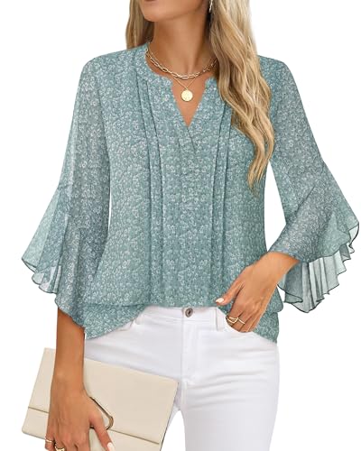 Timeson Women's 3/4 Sleeve Top - color: Blue Gray, size: Medium
