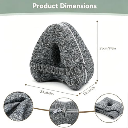Knee Alignment Pillow, Leg Pillow for Side Sleeping, Memory Foam Hip Knee Alignment Pillow with Adjustable Strap for Relieving Leg, Back, Knee Pain (Charcoal Gray)