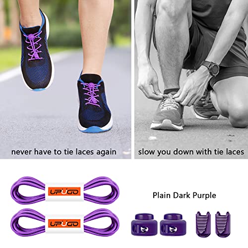 UpUGo Elastic Shoe Laces, No Tie Shoe Laces for All Ages, One Size Fit All - color: Plain Dark Purple, size: 1 pair