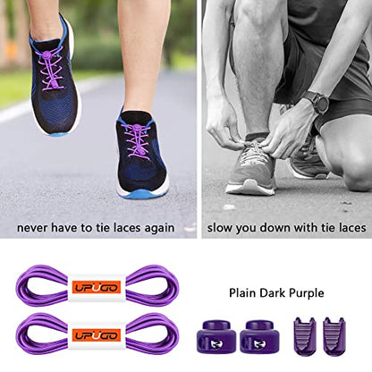 UpUGo Elastic Shoe Laces, No Tie Shoe Laces for All Ages, One Size Fit All - color: Plain Dark Purple, size: 1 pair
