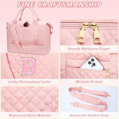 Letter Travel Bags with Makeup Personalized Gift for Kid(Pink,B) - color: Pink, style: B