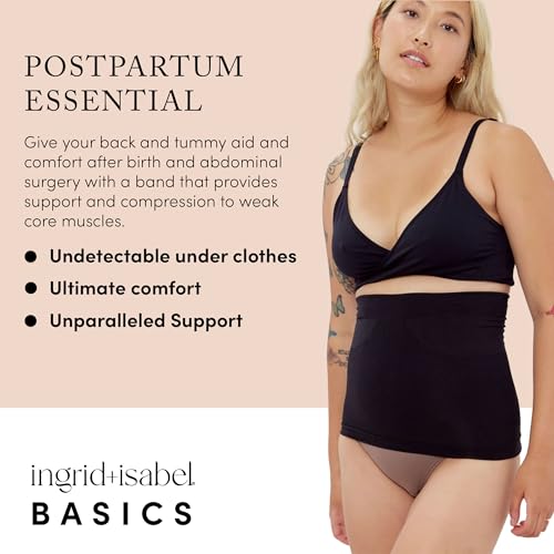 Ingrid & Isabel Basics Afterband Postpartum Belly Band, (Black | L/XL) - color: Black, size: Large / X-Large
