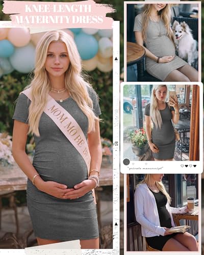 Riyiper 3 Pack Womens Maternity Short Sleeve Dresses - color: Black, Light Gray, Dark Gray, size: Small