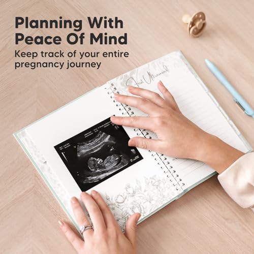 Pregnancy Journal, Pregnancy Announcements, 80 Pages Hard Cover Book (Sage) - color: Sage