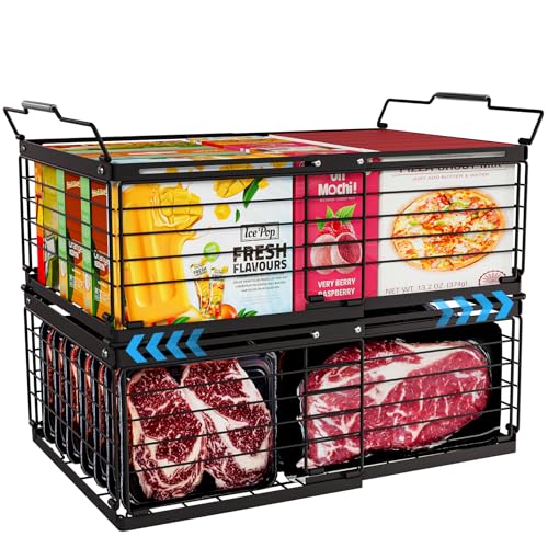 2Pcs Freezer Organizer Bins,11 to 17 inchs Large Stackable Containers - style: Expansion stack - 2-piece