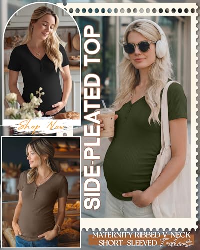 3 Pack Women's Maternity Shirts - color: Army Green, Coffee, Black, size: XX-Large