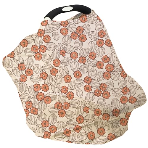 Breathable Car Seat Cover for Babies – Multi-Purpose Soft Rayon Nursing Cover for Breastfeeding, High Stretchy Infant Carseat Canopy, Stroller Cover (Smooth Rayon, Warm Floral) - color: Warm Floral