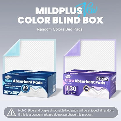 MILDPLUS Heavy Duty Underpad 36''x36'' 50 Count - size: 36x36-50 (Blue or Purple)