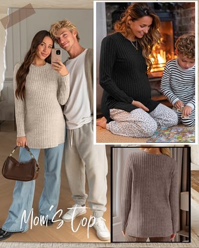 3 Pack Maternity Shirts Pregnancy Sweaters Tunic Tops - color: Black, Apricot, Coffee, size: Medium