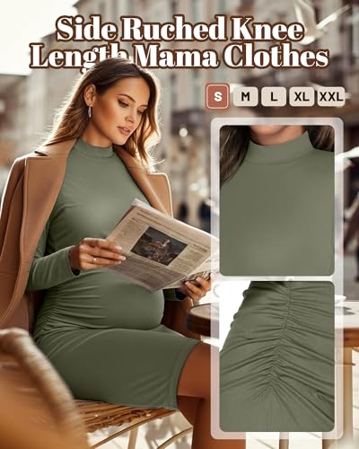 3 Pack Women's Maternity Dresses Long Sleeve Dresses - color: Black, Light Gray, Army Green, size: XX-Large