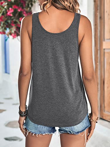 SweatyRocks Women's Scoop Neck Button Up Tank Top Casual - color: Dark Grey, size: Medium
