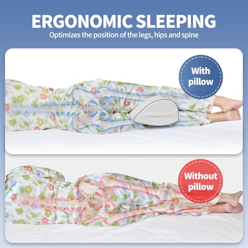 Memory Foam Knee Pillow for Back Sleepers, Spinal Alignment, White - color: White