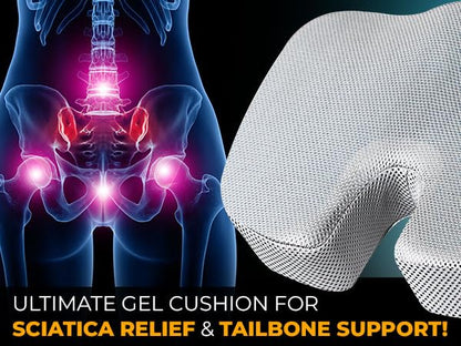 EcoNour Gel Seat Cushion for Tailbone Pain Relief | Computer Chair Cushion - color: Grey