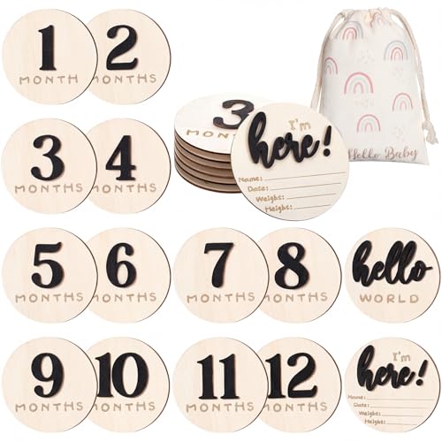 Baby Monthly Milestone Announcement Signs Wood,Black,Number - color: Black, style: Number