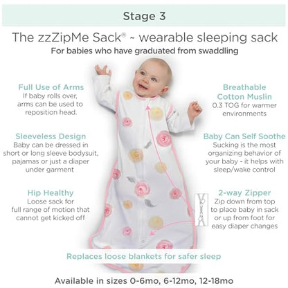 Amazing Baby Muslin Sleeping Sack - color: Watercolor Roses, size: Medium (6-12 Month)