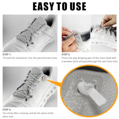2Pairs Elastic Shoe Laces for ON Cloudtilt Sneakers - color: Black03, size: 28in (70cm)