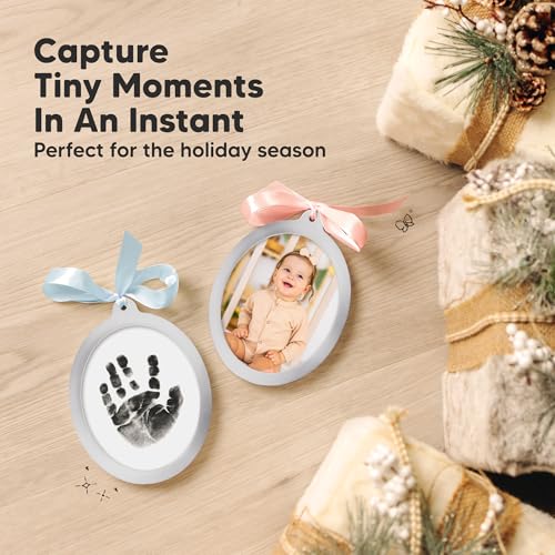 Inkless Baby Hand and Footprint Kit, Two-Sides Ornament (Oval/Silver) - color: Oval/Silver