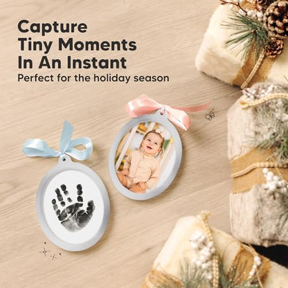 Inkless Baby Hand and Footprint Kit, Two-Sides Ornament (Oval/Silver) - color: Oval/Silver