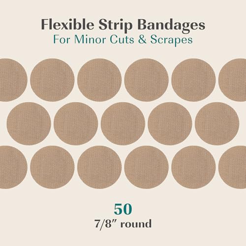 FEBU PFAS Free Bamboo Fabric Bandages, 50 Count Spot - style: Spot / Round (50 Count)