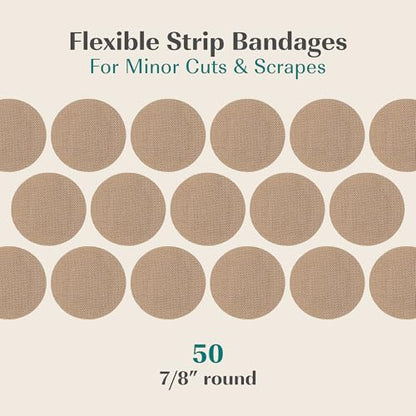 FEBU PFAS Free Bamboo Fabric Bandages, 50 Count Spot - style: Spot / Round (50 Count)