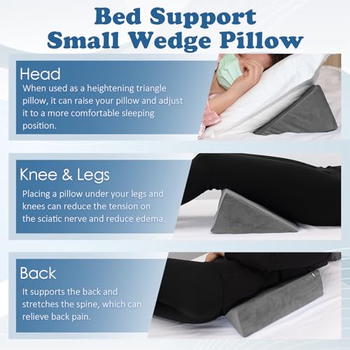 Small Wedge Pillow, Wedge Pillow for Bed Sores, Positioning Pillow - color: 1 Unit, Grey