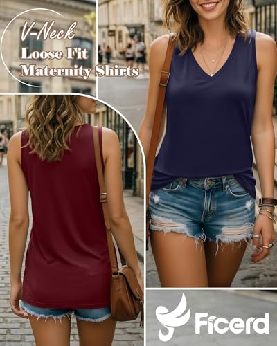 Ficerd 3 Pack Women's Nursing Tank Tops - color: Black, Navy Blue, Wine Red, size: XX-Large